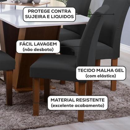 Imagem de Kit 6 Capa Cadeira Estofadas Protetora Tecido Malha Spandex Coladinha Mesa Jantar 6 Lugares