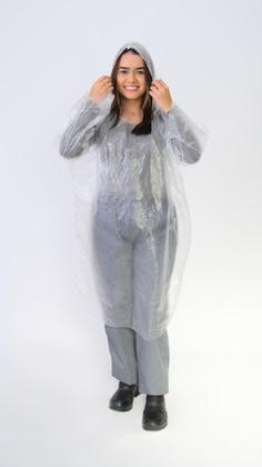 Imagem de KIT 6 Capa de Chuva Transparente C/Capuz  S/Elástico no Punho - PREVEMAX