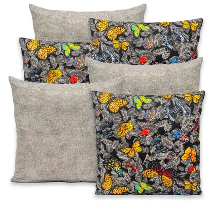 Imagem de Kit 6 Capas de Almofada 40x40cm Zíper Gorgurinho Lisa e Estampada