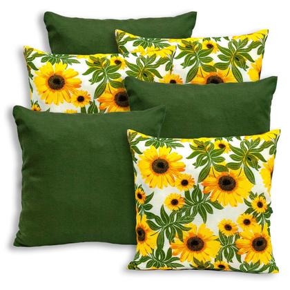 Imagem de Kit 6 Capas de Almofada Lisa e Estampada 40x40cm Zíper Gorgurinho