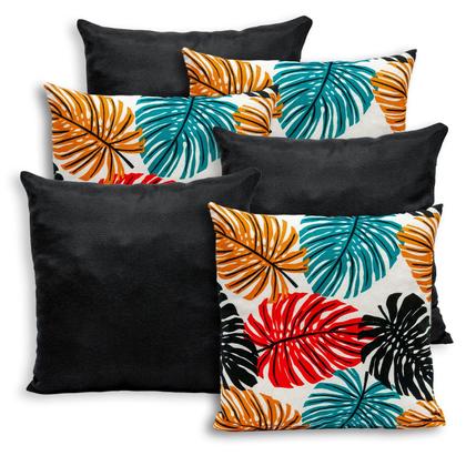 Imagem de Kit 6 Capas de Almofada Lisa e Estampada 40x40cm Zíper Gorgurinho