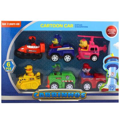 Imagem de Kit 6 Carrinhos Patrulha Canina Com Fricção Coleção Patrulha Figuras De Ação Patrulha Canina Rubbie, Skye, Chase E Marsha