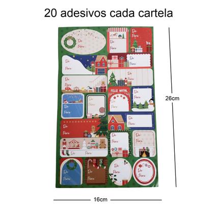 Imagem de Kit 6 Cartelas Adesivos de Natal para Presentes Natalinos