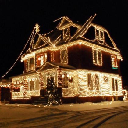 Imagem de Kit 6 Cascata 400 Leds 10M C/ 8 Funções Morno C/ Fio Branco 220v