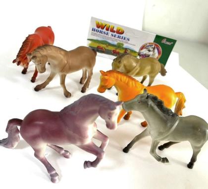 Imagem de Kit 6 Cavalos Miniatura Animal Brinquedo de borracha