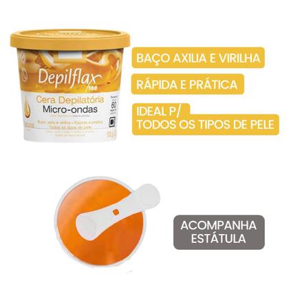 Imagem de Kit 6 Cera de Microondas Depilação Corporal Buço Axila Virilha Natural Depilflax 100g