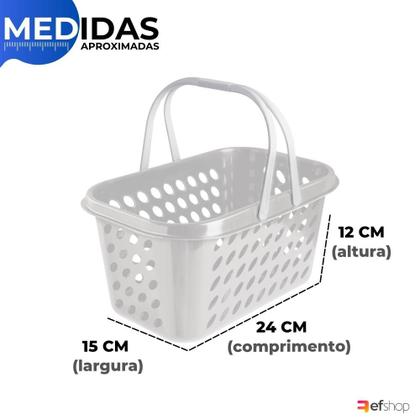 Imagem de Kit 6 Cesta Cestinha Plástica Supermercado Compras 3L c/ Alça Resistente Leve Mulituso Portátil