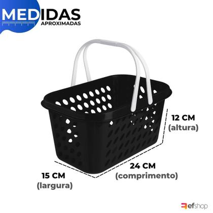 Imagem de Kit 6 Cesta Cestinha Plástica Supermercado Compras 3L c/ Alça Resistente Leve Mulituso Portátil