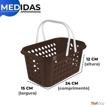 Imagem de Kit 6 Cesta Cestinha Plástica Supermercado Compras 3L c/ Alça Resistente Leve Mulituso Portátil
