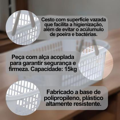 Imagem de Kit 6 Cesta Cestinha Plástica Supermercado Compras 9L c/ Alça Resistente Leve Mulituso Portátil