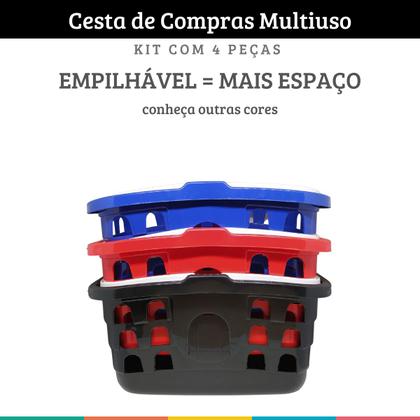 Imagem de Kit 6 Cestas de Compras Mercado Cestinha Farmácia Vermelha