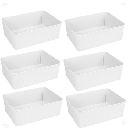 Imagem de Kit 6 Cesto Multiuso Decorativo Branco 19x13,5x6,5Cm