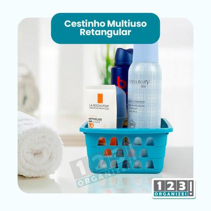 Imagem de Kit 6 Cesto Organizador 16x12x6Cm Branco +10 Cabide Infantil 123Organizei
