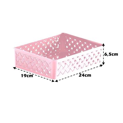 Imagem de Kit 6 Cesto Organizador Gaveta Rattan Plástico Multiuso Quarto Armário 24x19x6,5cm - Paramount