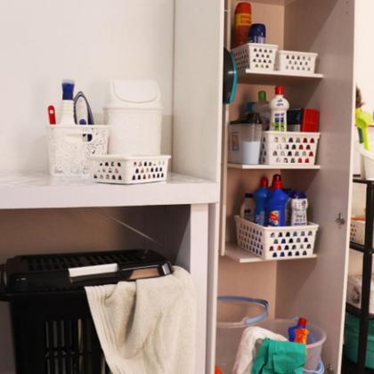 Imagem de Kit 6 Cesto Organizador Grande Plástico Multiuso 29x20,5 Branco