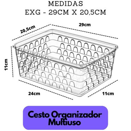 Imagem de Kit 6 Cesto Organizador Grande Plástico Multiuso 29x20,5 Branco