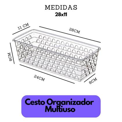 Imagem de Kit 6 Cesto Organizador Multiuso de Gaveta e Armário Decorativo Retangular  28x11 Transparente