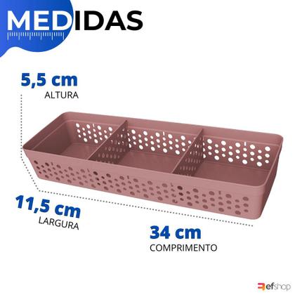 Imagem de Kit 6 Cesto Organizador Rattan c/ Divisória Removível 34x11