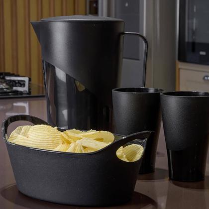 Imagem de Kit 6 Cestos Batata Frita Preto 28x12cm Restaurantes Bares Lancherias Plus M Uz Utilidades