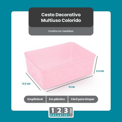 Imagem de Kit 6 Cestos Multiuso Decorativo E 20 Cabides Infantis Rosa