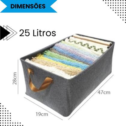 Imagem de Kit 6 Cestos Organizadores Dobráveis 25L com Alça Caixa Multiuso para Guarda-Roupa Gavetas Lavanderia e Brinquedos Estru