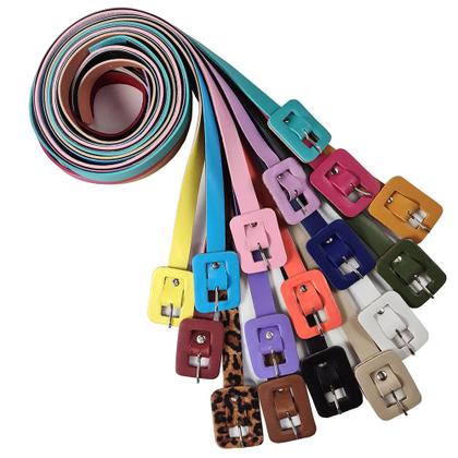 Imagem de Kit 6 Cintos Feminino Basico De Fivela Oval Retro Fino, CF12