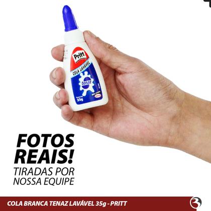 Imagem de Kit 6 Cola Branca 35g Tenaz Pritt Lavável  Ideal para Escola, Artesanato e Materiais Diversos