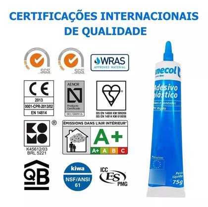 Imagem de Kit 6 Cola Cano Adesivo PVC Rígido Unecol 75g Tubos e Conexões Secagem Rápida