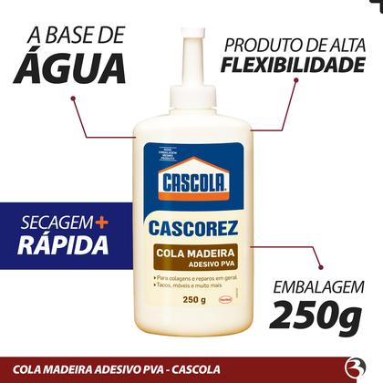 Imagem de Kit 6 Cola Madeira Extra Forte Adesivo À Base Pva 250g Cascorez Cascola