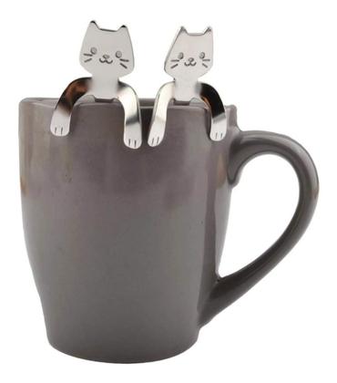 Imagem de Kit 6 Colheres De Café Gato Prata