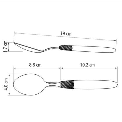 Imagem de Kit 6 Colheres De Mesa Madeira Martinazzo Universal Conjuto Talheres Inox Cabo Madeira