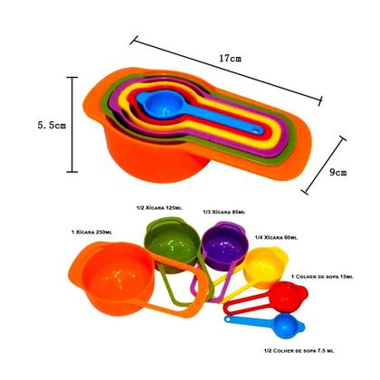 Imagem de Kit 6 Colheres Xicaras Medidoras Ingredientes Cozinha Receitas Confeitaria