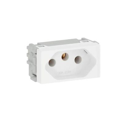 Imagem de Kit 6 conjunto tomada horizontal 4x2 20a 2p+t 250v com placa margirus sleek branco