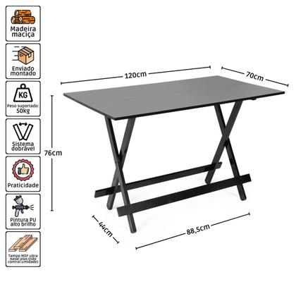 Imagem de Kit 6 Conjuntos Dobráveis 120x70 com 4 Cadeiras Preto - Móveis Britz