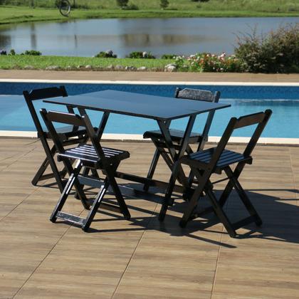 Imagem de Kit 6 Conjuntos Dobráveis 120x70 com 4 Cadeiras Preto - Móveis Britz