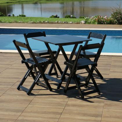 Imagem de Kit 6 Conjuntos Dobráveis  70x70 com 4 Cadeiras Dobráveis Preto -  Móveis Britz