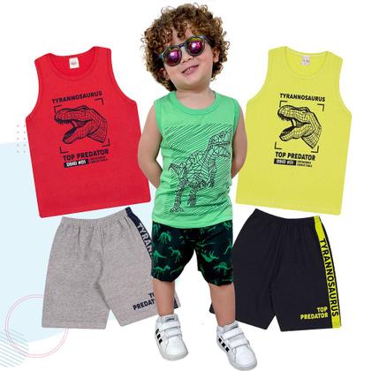 Imagem de Kit 6 Conjuntos Infantil Menino 12 Peças Camisetas e Shorts