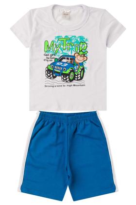 Imagem de Kit 6 Conjuntos Infantil Menino Verão Camiseta em Meia Malha com Manga e Bermuda de Moletinho com Elástico