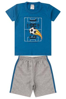 Imagem de Kit 6 Conjuntos Infantil Menino Verão Camiseta em Meia Malha com Manga e Bermuda de Moletinho com Elástico
