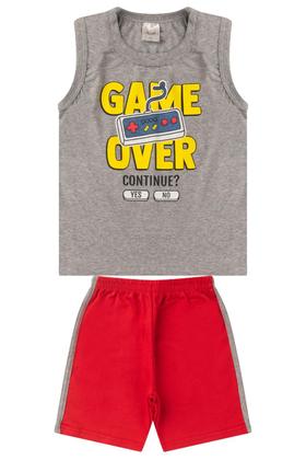 Imagem de Kit 6 Conjuntos Infantil Menino Verão Camiseta Regata em Meia Malha e Bermuda em Moletinho com Elástico