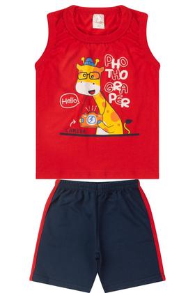 Imagem de Kit 6 Conjuntos Infantil Menino Verão Camiseta Regata em Meia Malha e Bermuda em Moletinho com Elástico