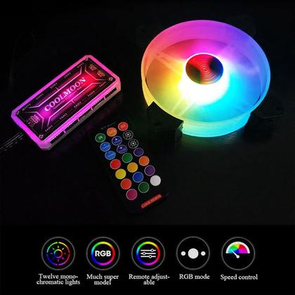 Imagem de Kit 6 Coolers Gamer RGB 120mm Fan para Gabinete CPU PC Gamer Desktop Com Controle Remoto e Controladora