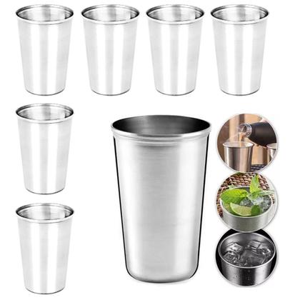 Imagem de Kit 6 Copo Aço Inox 240ml Resistente Água Cerveja Caipirinha