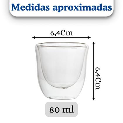 Imagem de Kit 6 Copos 80ml De Vidro Borossilicato Parede Dupla - Mori