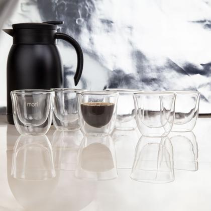 Imagem de Kit 6 Copos 80ml De Vidro Borossilicato Parede Dupla - Mori