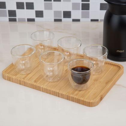 Imagem de Kit 6 Copos 80ml De Vidro Borossilicato Parede Dupla - Mori