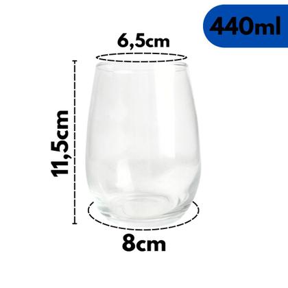 Imagem de Kit 6 Copos Baixos de Vidro Transparente Lira 440ml para Água, Sucos e Bebidas