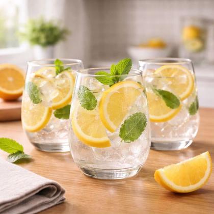 Imagem de Kit 6 Copos Baixos de Vidro Transparente Lira 440ml para Água, Sucos e Bebidas