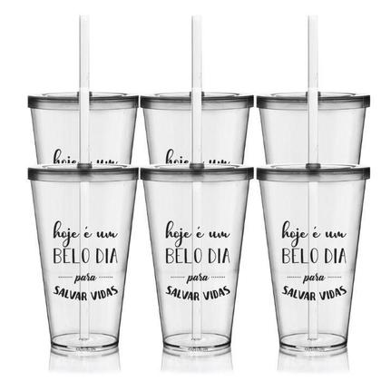 Imagem de Kit 6 Copos Com Tampa E Canudo Personalizados Enfermagem