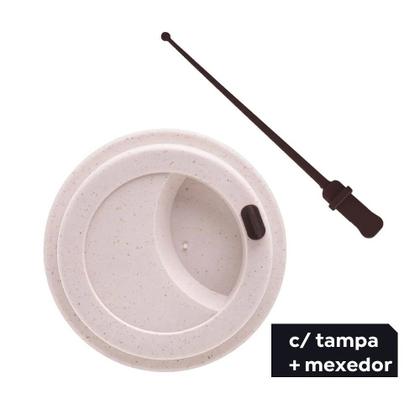 Imagem de Kit 6 Copos de Café e Chá 450ml com Tampa Mexedor Fibra de Bambu PP Sortido Lyor